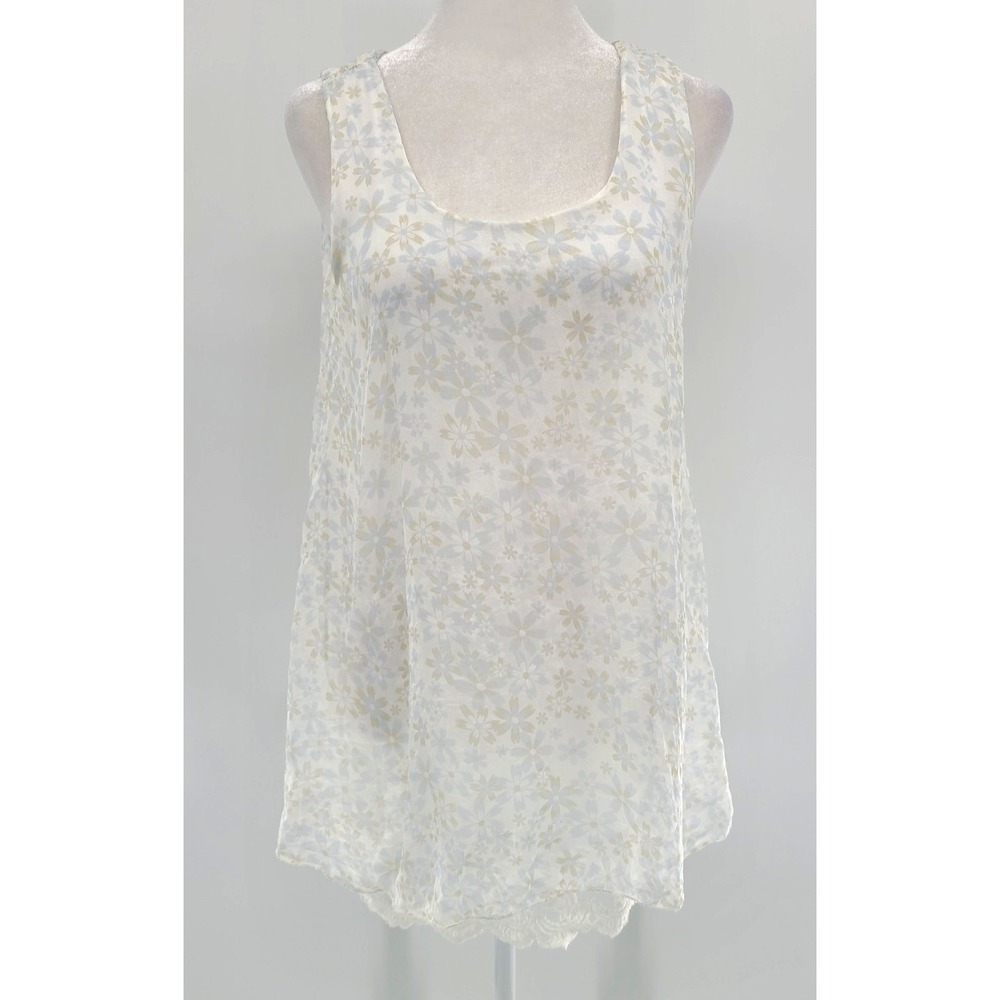 Via‎ Signoria Silk Fairy Ethereal Lace Top Medium Women Sheer Cottagcore Floral